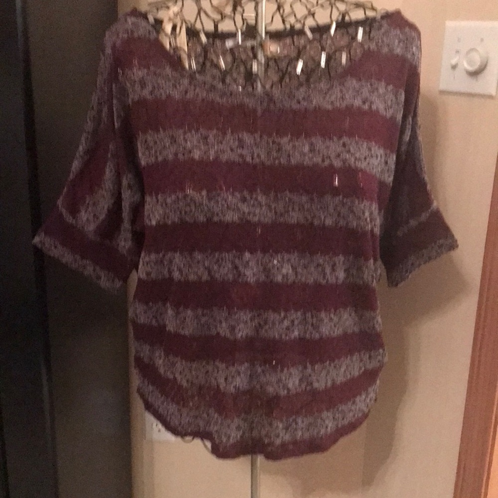 Wine Striped Top